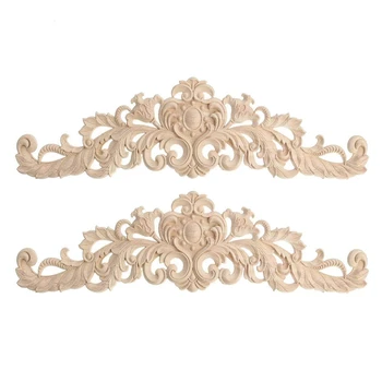 

2pcs Craft Wood Cabinet Furniture Carving Corner Wood Ornament Wood Ornaments Handmade