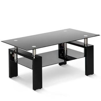 

Modern Simple Living Tea Table Side Table Creative Double Layer Balcony wooden Coffee Table