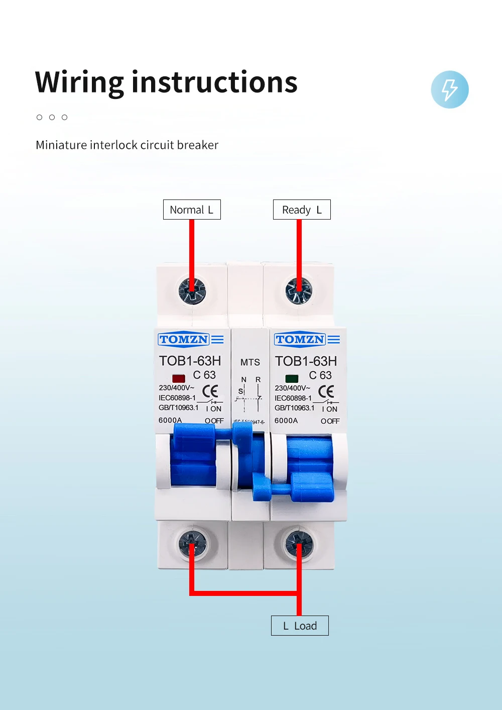 mts tomzn ac interruptor de transferência manual de alimentação dupla mcb
