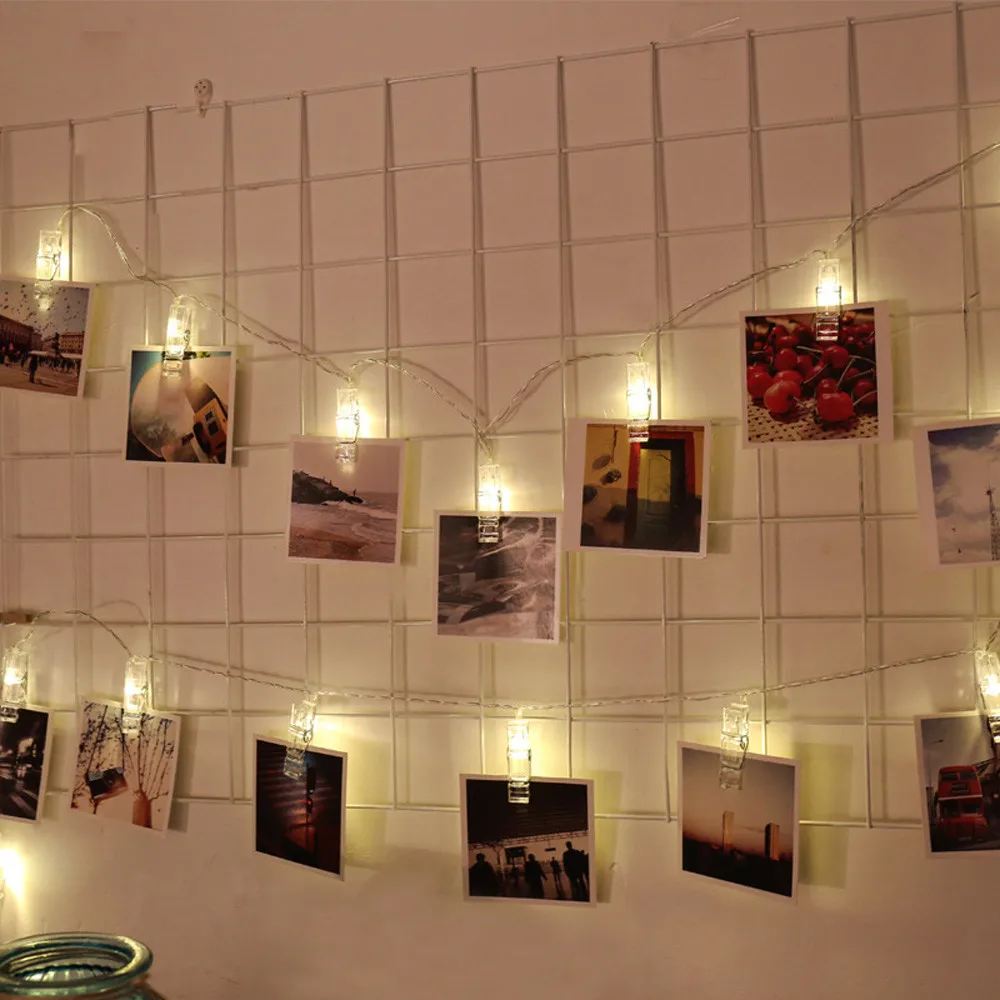 

1.5M 10 LED Hanging Card Picture Clips Photo Pegs String Light Lamp Indoor Decor Closet Stairs Wardrobe Bed Side Light #
