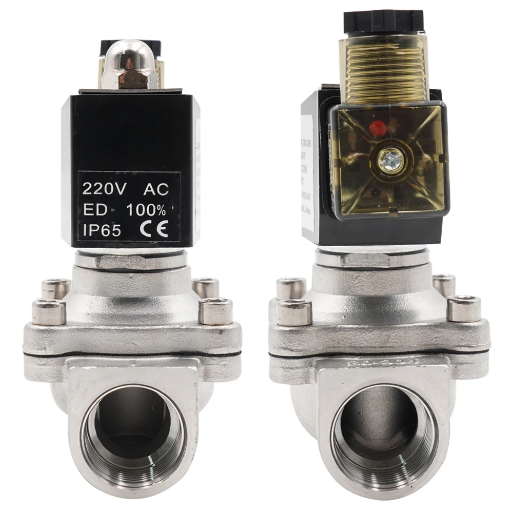 G3/8" to G2",Normally Closed Solenoid Valve,304 Stainless Steel Water Oil Valves,Moisture Proof,AC 110V 220V 380V 24V,DC 12V 24V