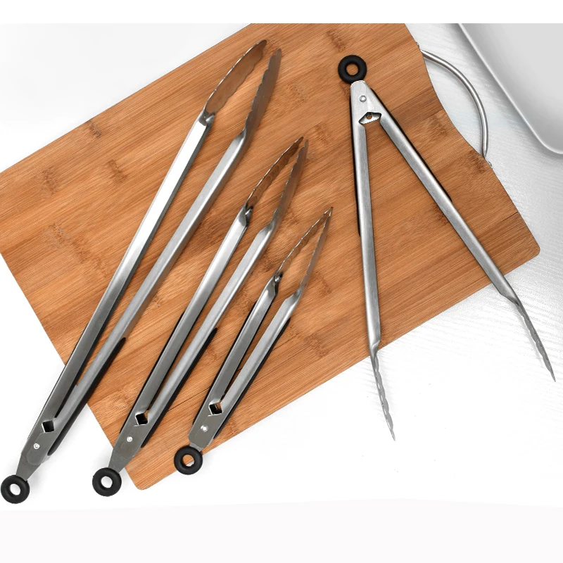 Food Tongs BBQ Grill Tongs Salad Steak Spaghetti Candy Charcoal Meat Stainless Steel Camping Barbecue Kitchen Frying Clips Clamp