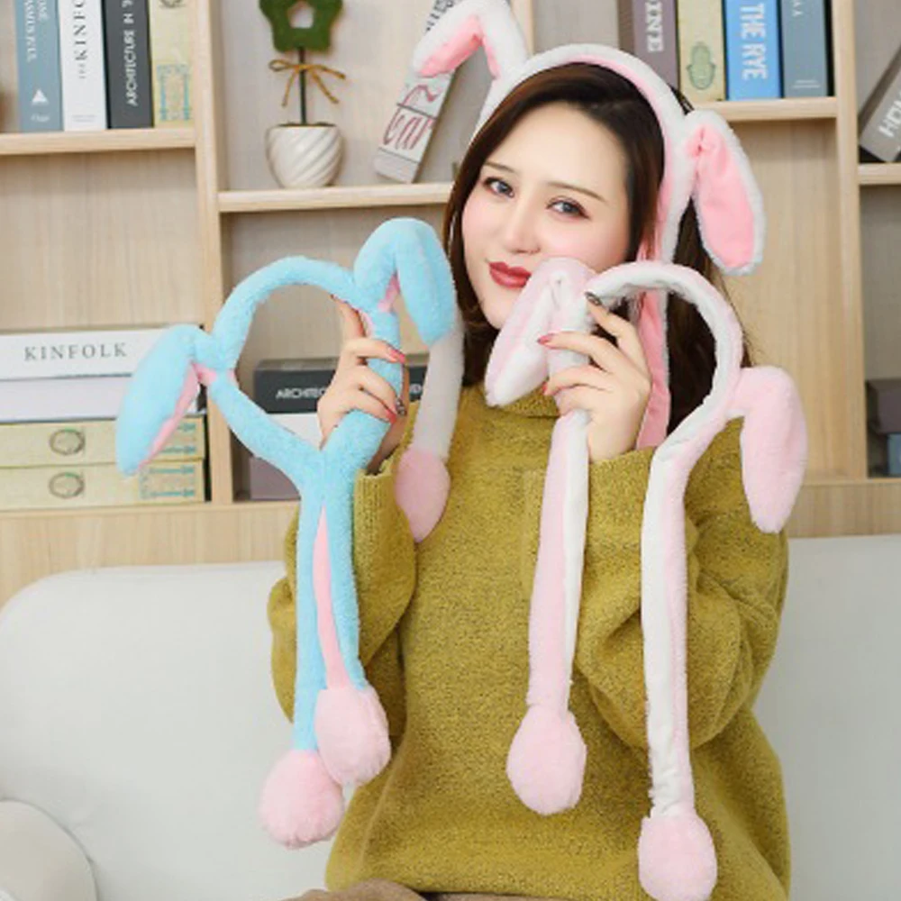 

Unisex Winter Fluffy Plush Headband Cute Moving Airbag Rabbit Ears Warmer Hair Hoop Gift Party Favors Dance Toy Photo Props