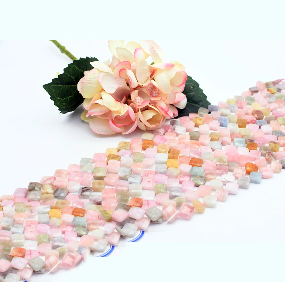 1 strand  colorful morganite Stone Beads Faceted rhombusLoose Beads 15 Inch