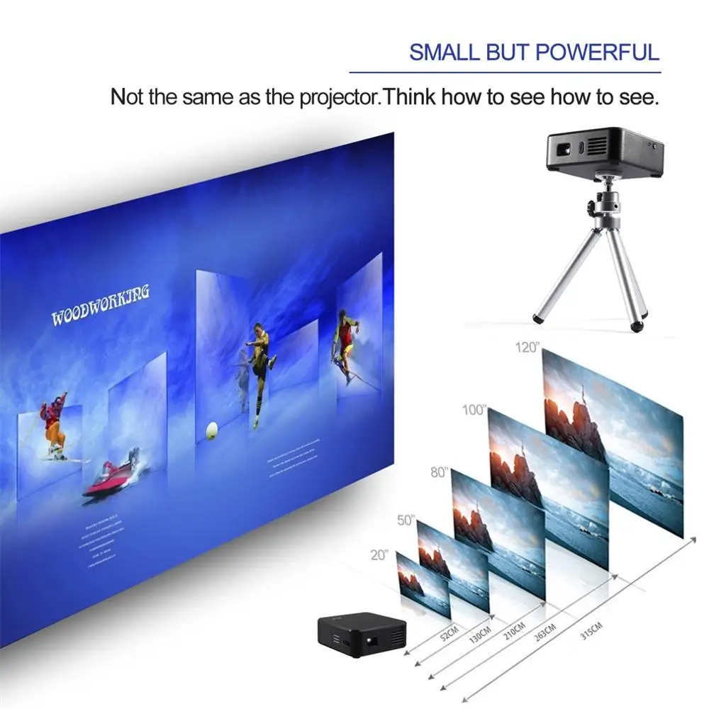 Mini Projector E05 Android 4.4 Quad-Core CPU WIFI TV Box HD LED DLP Multimedia Projectors 1GB RAM 8GB ROM 3 Colors