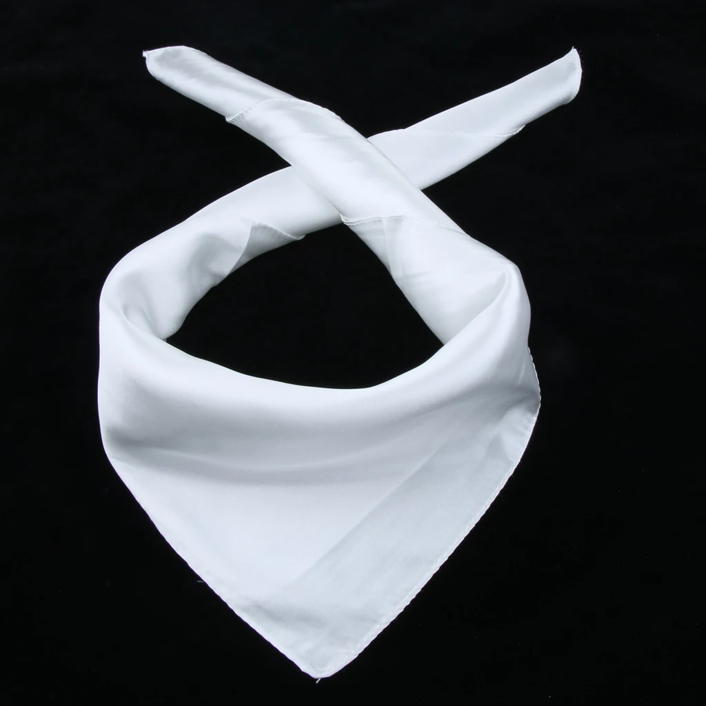 2x Women Square Silk Satin Neck Head Scarf Handkerchief Neckerchief Headwraps 60x60cm Neck Scarf Black White