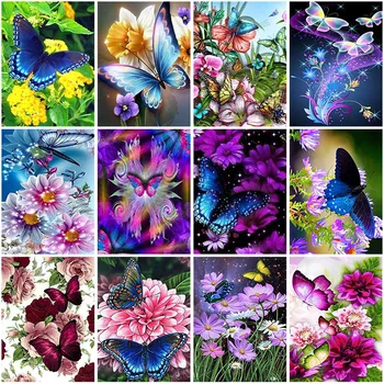 

Butterfly DIY 5D Diamond Painting Full Round Resin Flower Diamond Embroidery Mosaic Rhinestone Cross Stitch Gift Home Decor