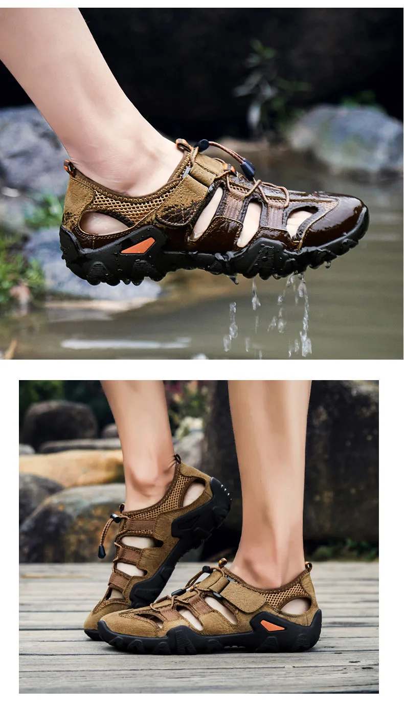 New Roman genuine leather men sandals summer cow leather for beach male shoes mens gladiator sandal Plus size 38-46 (11)