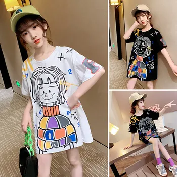 

Tops for Teen Girls Summer Children Cartoon Printed Cotton T Shirts Cute Top Teens Fashion T-shirt Clothes for Girls 8 10 12 14Y