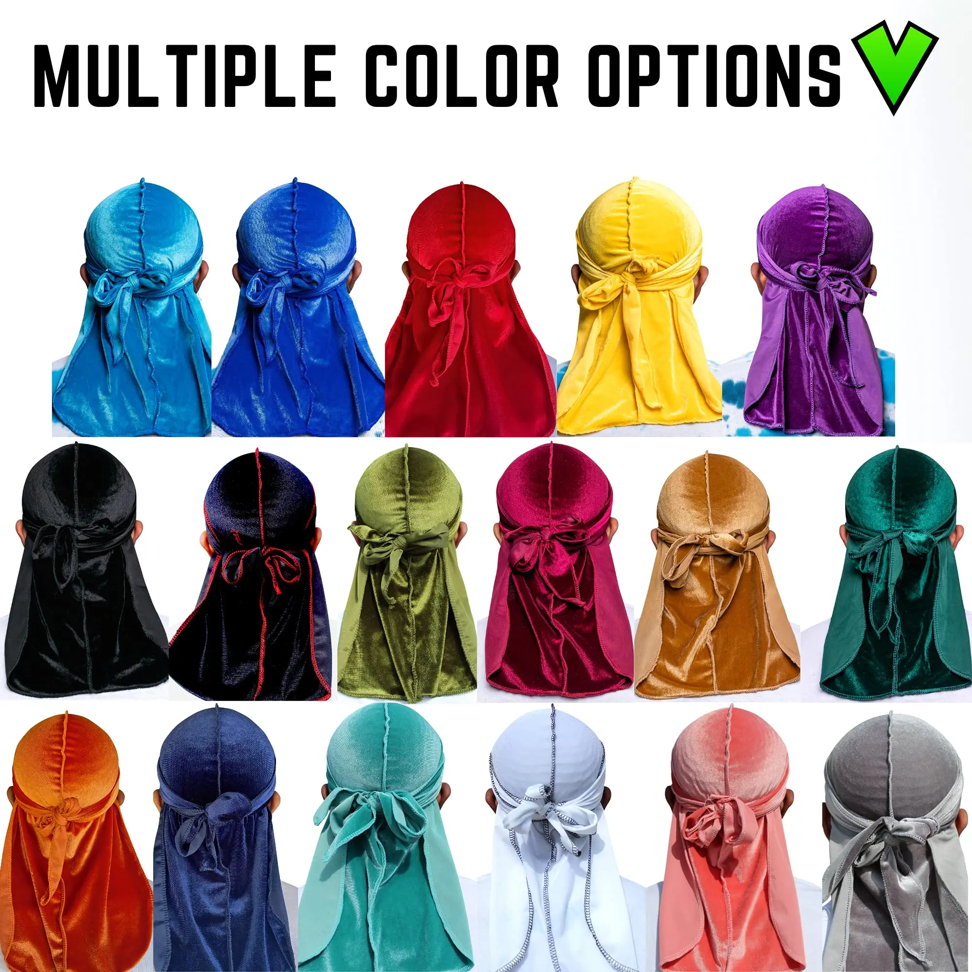 Velvet Fabric Durag Hair Accessories Bonnet Satin Turban Cap Headwear Hats Long Straps Beanie For Adult sleeping bonnet caps
