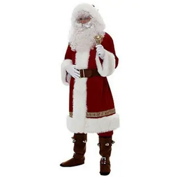 

6Pcs Xmas Clothes Set Men Womens Clothes Santa Claus Costume Fancy Adult Suit Cosplay Party Outfits Long Sleeve Coat Pants Sets