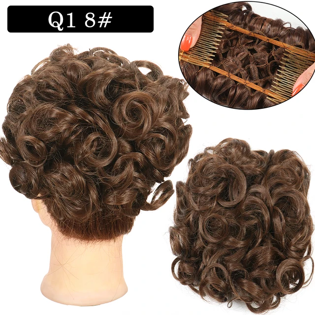 Synthetic Curly Elastic Band Chignon Plastic Comb Clips in Hair Extension Hair Bun Updo Cover Hairpieces Hair Accessories Q1 8