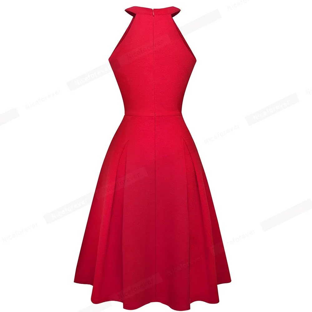 Хорошее-forever винтажное повседневное однотонное платье vestidos с отверстием для ключей ТРАПЕЦИЕВИДНОЕ женское расклешенное платье A195