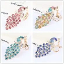 В настоящее время Милая Красивая сумка с изображением павлина кошелек кристалл алмаз набор брелок кулон подарок животное кулон