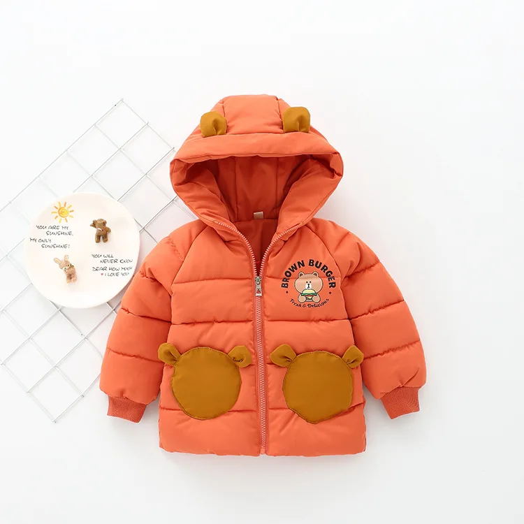 

Winter New Style Small BOY'S Cartoon Bear down Feather Cotton Overcoat Male Baby Mid-length Thick Cotton Coat 594