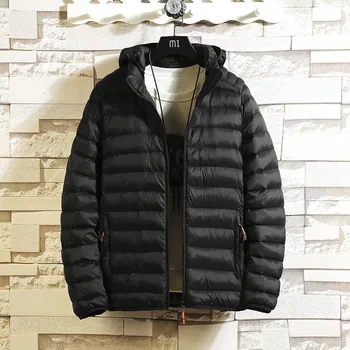 

2020 Autumn & Winter New Arrival Men Solid Color Hooded Cotton Coat Jacket Plus Size Light Warm Cotton Jacket Slim Free Shipping
