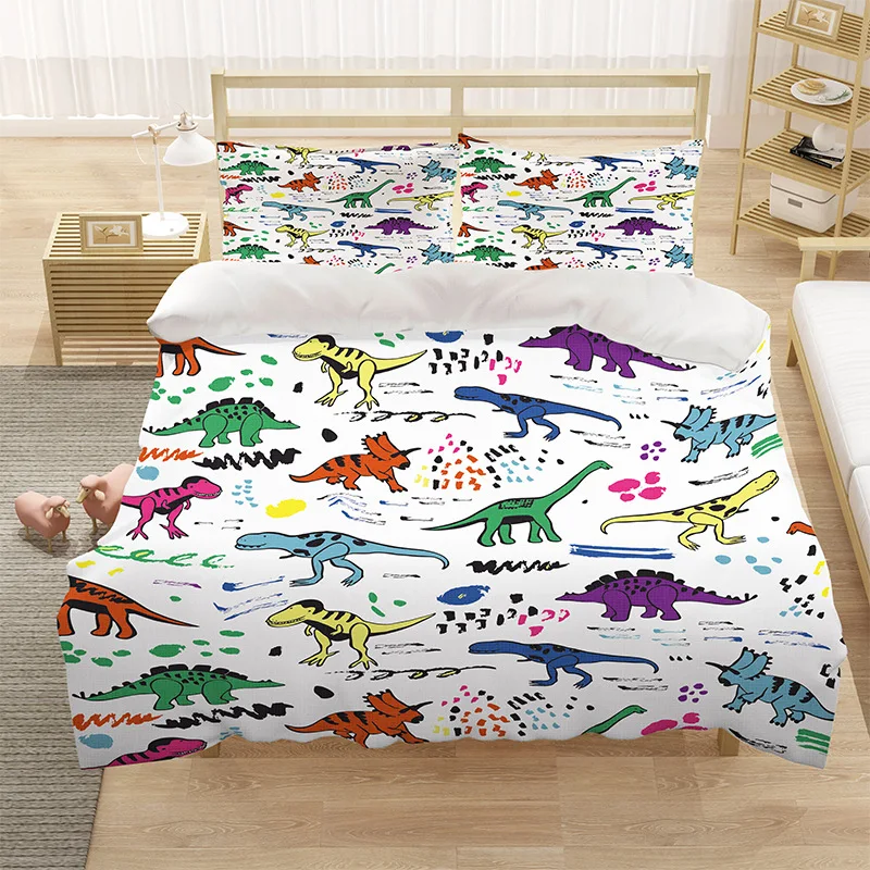 

Постельное белье для мальчиков с 3D принтом, пододеяльник с мультяшным динозавром, пододеяльник для детской комнаты 2/3, декоративный домашний текстиль