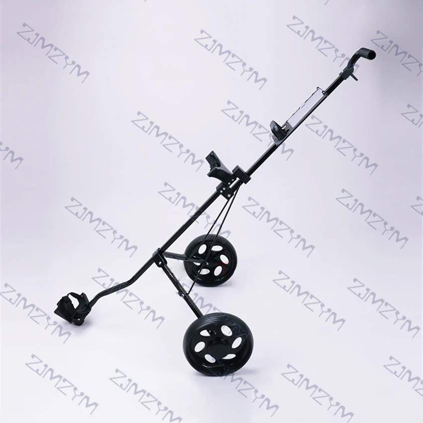 ZH-T018 Simple Folding Iron Golf Trolley Manual High Quality Foldable Golf Ball Bag Pull Cart Supplies With Two Black Wheels