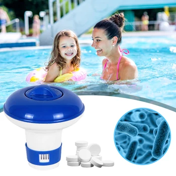 

5 inch Swimming Pool Floating Pills Disinfecting Box Automatic Drug Dispenser Afloat Pill Case with Effervescent Cleaning Tablet