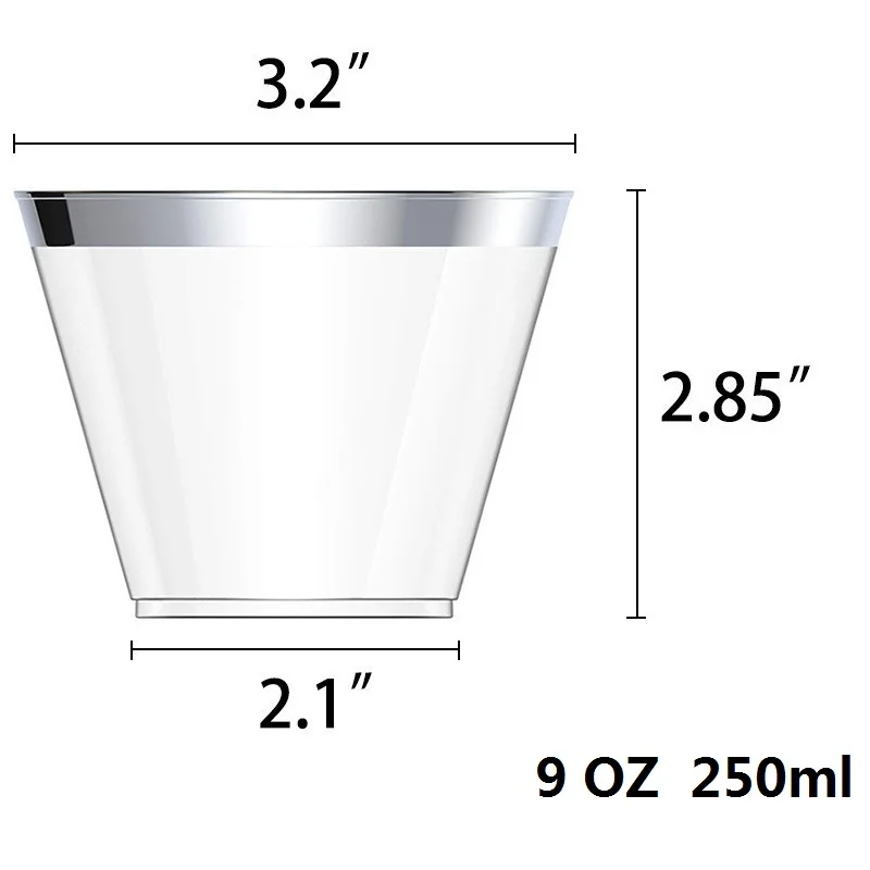 Прозрачные пластиковые стаканчики 9 унций, одноразовые, для свадебной вечеринки, золотые, бронзовые, пластиковые стаканчики, серебряные, розовые, золотые, оптом, вечерние, аксессуары для питья, 50 шт