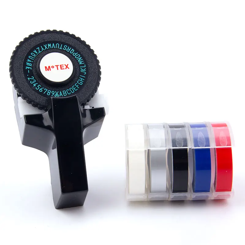 UniPlus принтер этикеток для Dymo 3D лент этикеток Motex E101 ручной производитель этикеток тиснение букв машинка ручной печати - Цвет: Black-5pcs-1