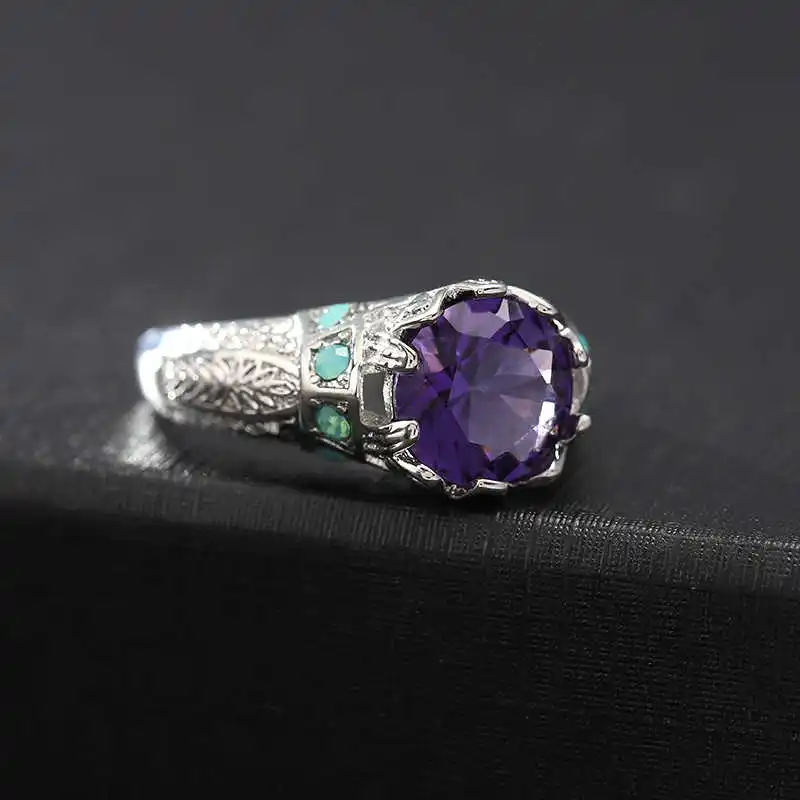 Ретро женское фиолетовое кольцо обручальное кольцо ювелирные изделия Size6-10