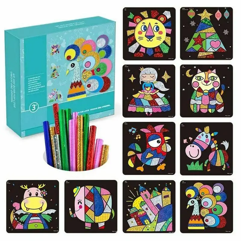 9/12/15/20 штук Детская DIY блестящие Волшебные Стикеры ручной DIY Kit красочные передачи живопись ручной работы игрушка Рождественский подарок
