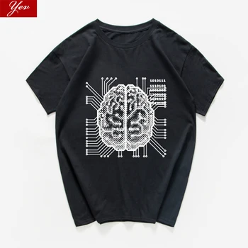새로운 과학 기술 그래픽 재미 있은 tshirt 남자 ai 인공 지능 두뇌 t 셔츠, 스트리트웨어 빈티지 힙합 Hipster