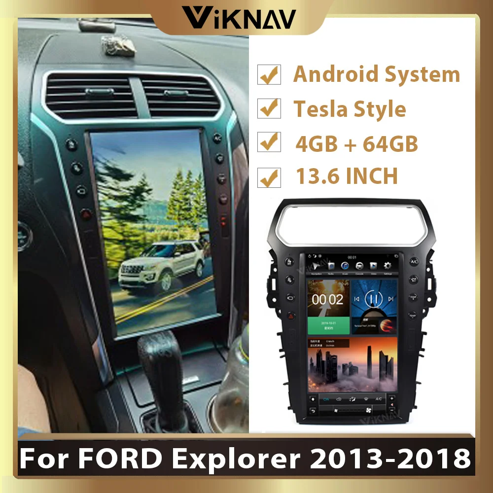 

13.6 inch Android System Car GPS navigation For FORD Explorer 2013-2018 Multimedia DVD Player Tesla 64GB Car Radio