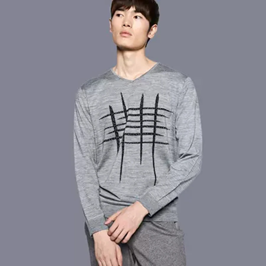 Мужской свитер с v-образным вырезом Осень-зима мода 2019 весенний приталенный