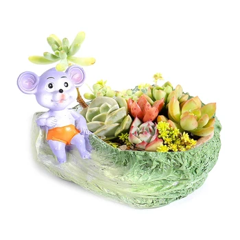 

Flower Pot Green Plant Gardening Cute Chinese Cabbage Flower Pot Chinese Style Resin Creative Mouse Flower Pot