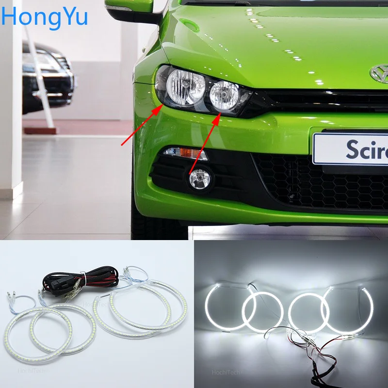 For Volkswagen VW Scirocco non projector Halogen headlight Smd Led Angel Eyes kit Excellent Ultra bright illumination DRL | Автомобили и