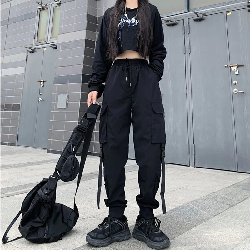 Fashion Hip Hop Joggers Cargo Pants Women Men Harem Multi-Pocket Ribbons Man Sweatpants Streetwear Casual Mens S-4XL | Женская одежда