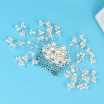 

New Hot Bride Hair Accessories Handmade Imitation Pearl Hair Comb Bride Wedding Headdress SMR88