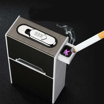 

Cigarette Lighter USB Charging Electric Lighter Windproof Flameless USB Lighter Cigarette Box Electronic Lighter Business Gift