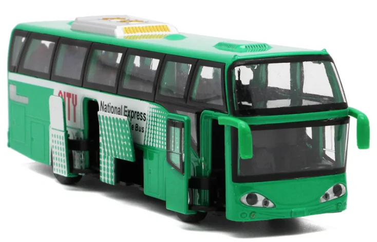Высокая имитация 1:32 Сплав городской автобус модель автомобиля Металл diecasts игрушечные транспортные средства оттягивающийся мигающий музыкальный для детей игрушка - Цвет: Зеленый