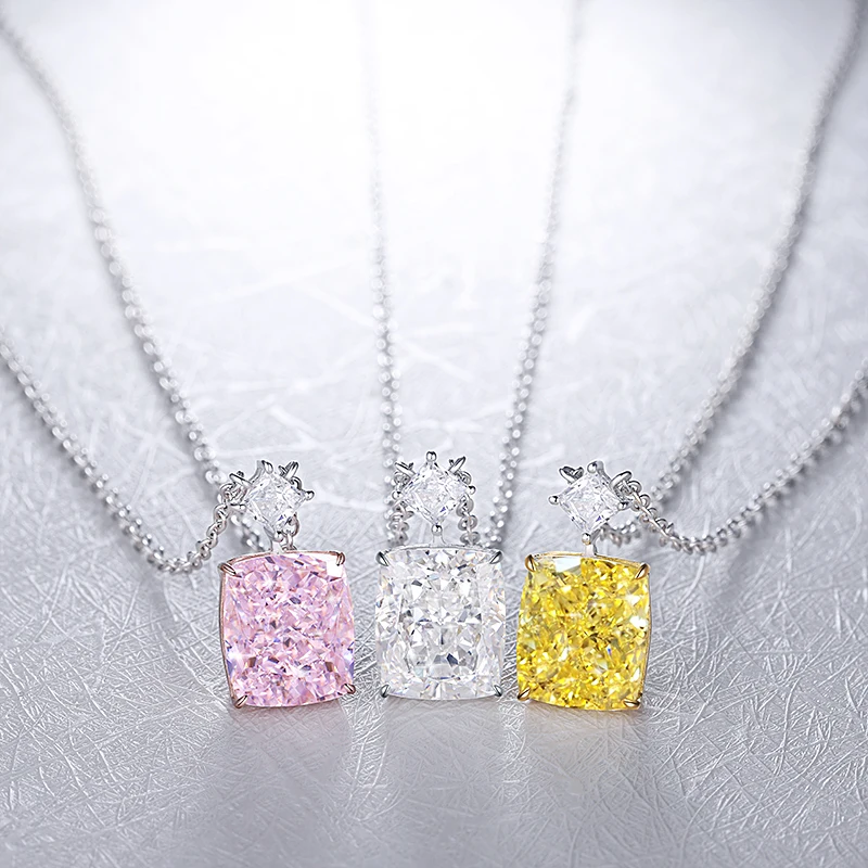 Pirmiana 2021 S925 Silver 5.0ct Radien Cut Simulated Diamond  Men Lady Couple Necklaces  CZ Gemstone Minimalist Jewelry
