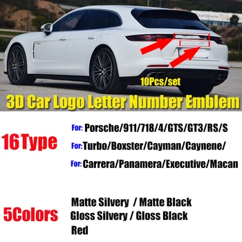 

Wholesale 10Pcs Car Rear Trunk stickers Boot Emblem 911 718 S 4 Sticker Auto Tail Boot Label Abs Material for Boxster Cayman