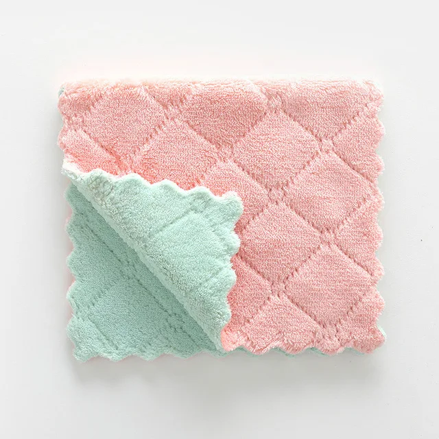 Супер абсорбент Microfibe кухонная Чистящая тарелка антипригарное масло полотенце сухая и влажная Бытовая Чистка - Цвет: pink green