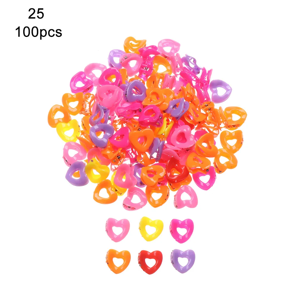 100pcs-hollow love 50/100 шт., с изображением милой бабочки Заколки для волос цветок заколки для волос для маленьких детей коготь заколки Смешанные Цвет мини заколки для волос аксессуары для волос - Цвет: 100pcs-hollow love