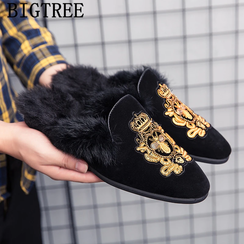 mens fur mules