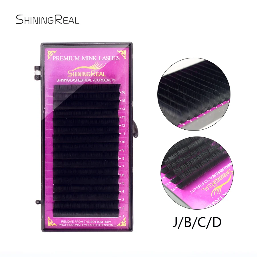 ShiningReal, 16 рядов, искусственные норковые Индивидуальные ресницы, ресницы maquiagem cilios для профессионалов, мягкие норковые ресницы для наращивания