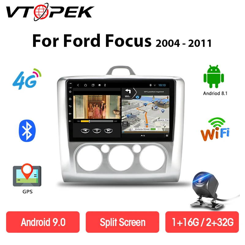 

Vtopek Android DSP Car Radio Multimedia Video Player Navigation GPS For ford focus 2 3 Mk2/Mk3 Head Unit 4G net Split Screen