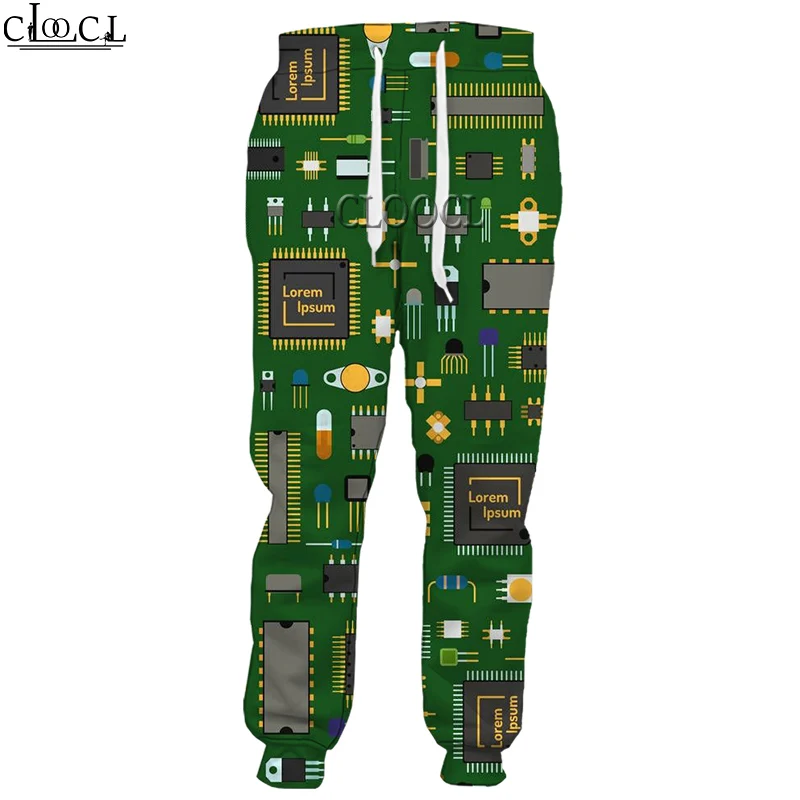 

HX 2020 Newest Electronic Chip 3D Print Pants Unisex Fashion Casual All-match Harajuku Jogging Sweatpants Straight Trousers