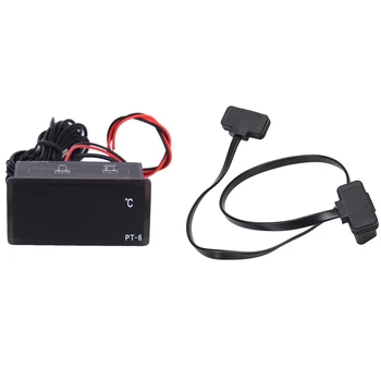 

OBD2 16 Pin Male to Female Elbow Extension Cable with Pt-6 12V -40-110 Degrees Celsius Embedded Digital Thermometer