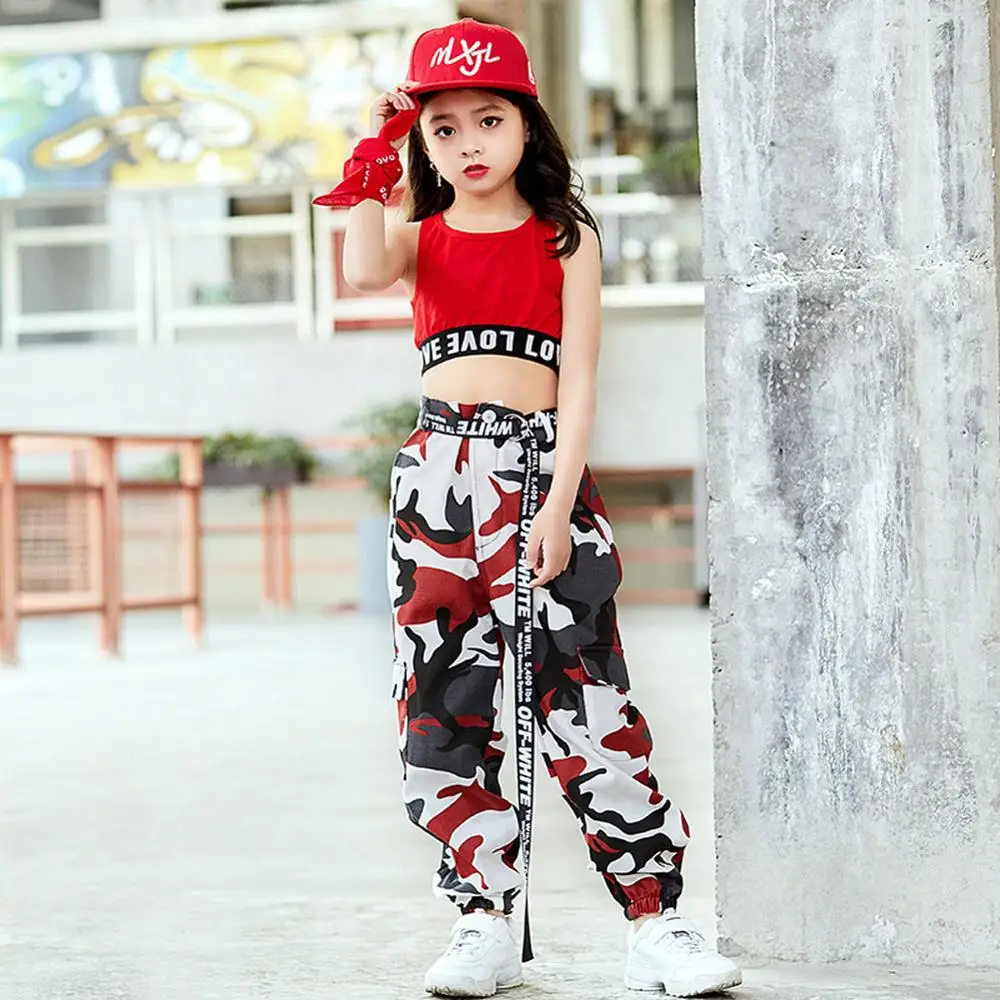 Kid Girls Cargo Pants Street Hip Hop Jazz Dance Jogger Pants Drawstring  Trousers | eBay