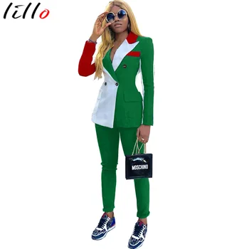 

Woman Office Suit Plus Size Casual Fashion Stitching Suit Suit Autumn Women's Shirt Two-piece Suit Elegant Temperament Set