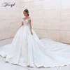 Customized Sexy Backless A Line Satin Wedding Dresses Applique Sleeveless Bride Dress Cathedral Train Bridal Gown Plus Size 1