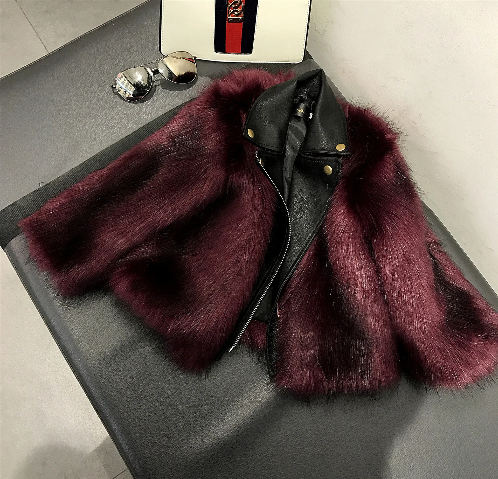 Шуба для девочек, куртка искусственный Лисий мех, высокое качество, плюш+ кожа, имитация двух частей, зимняя детская одежда, теплая куртка CT041
