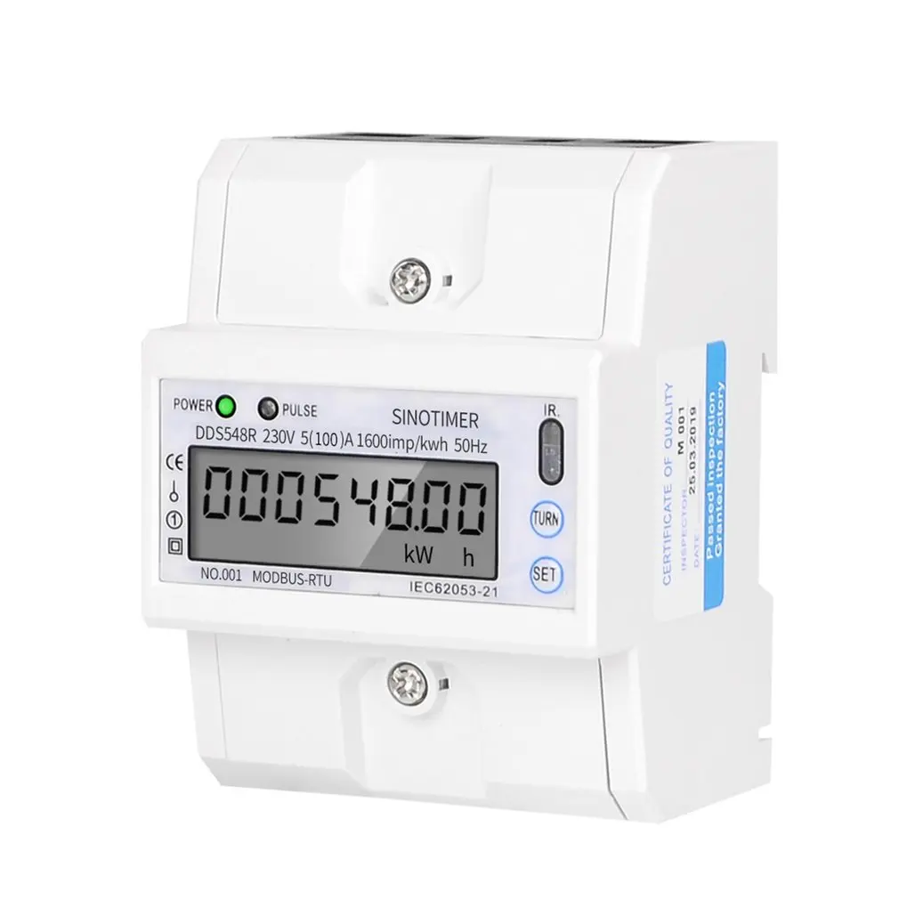 

Modbus RS485 5-100A 230V AC Power Meter Single Phase DIN Rail LCD Digital Display Electronic KWH Meter Kilowatt Hour Sale